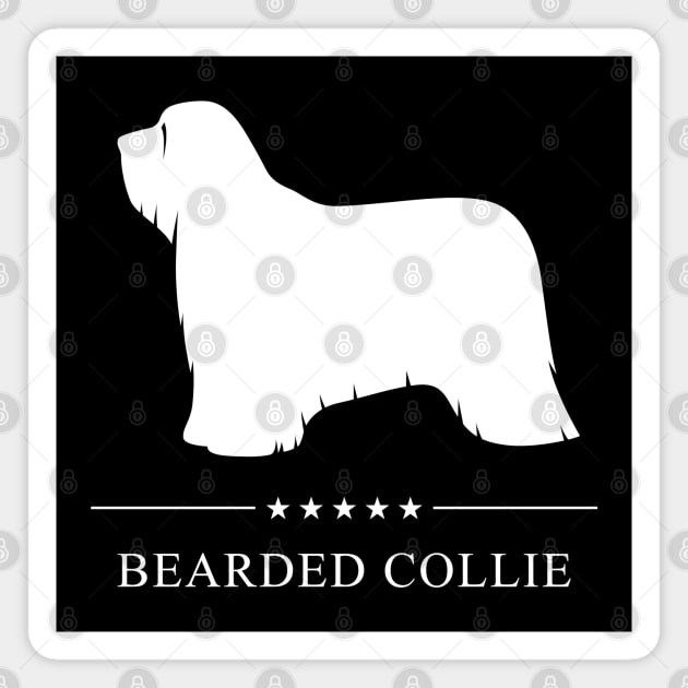 Bearded Collie Dog White Silhouette Magnet by millersye